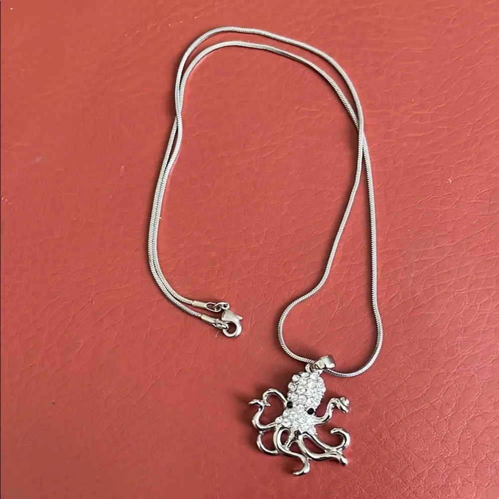 Silver Octopus Pendant Necklace - Picture 2 of 3
